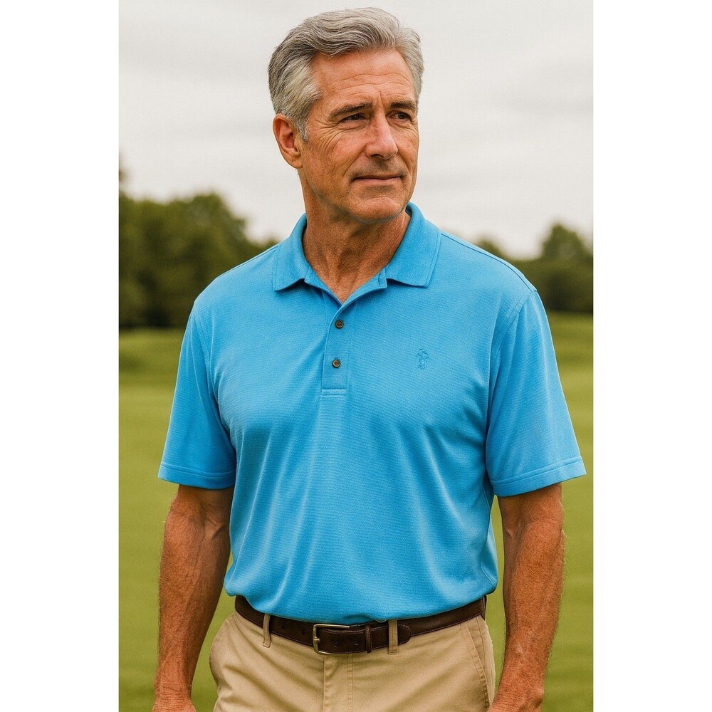 Pebble Beach Men's  Performance short sleeve Golf Shirt Blue Teal  XL